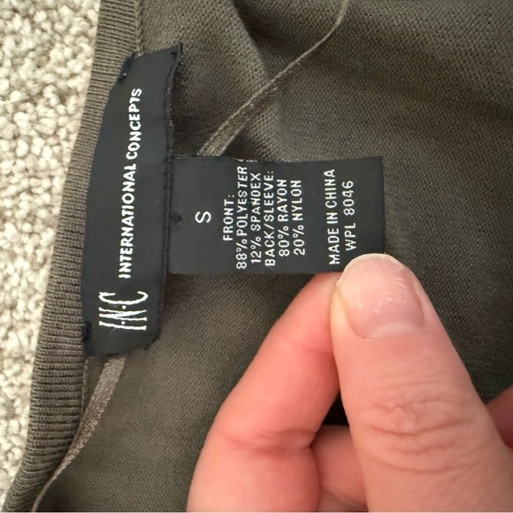 INC Olive Green Fringe Front Knit Long Sleeve Cardigan Sweater Size S Western - Picture 6 of 9